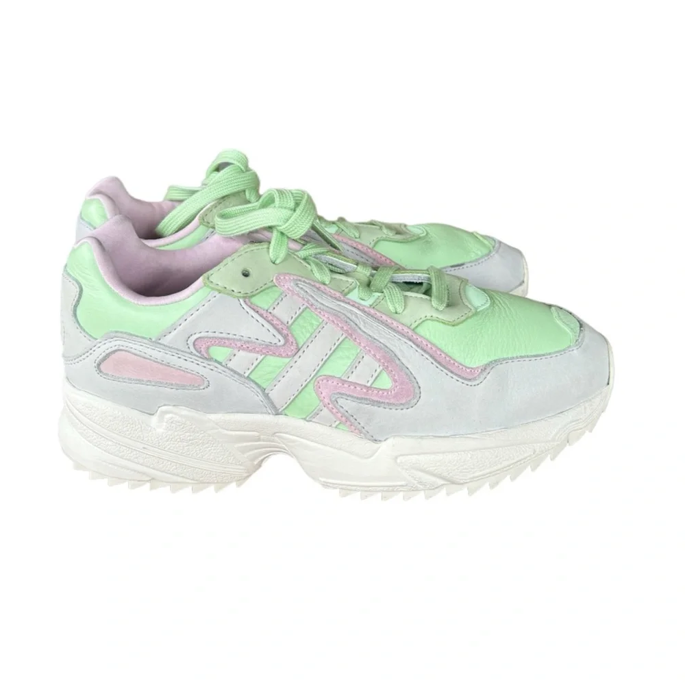 ADIDAS TORISON YUNG-96 CHASM MINT GREEN LEATHER LOW WOMEN’S TRAINERS SIZE 6